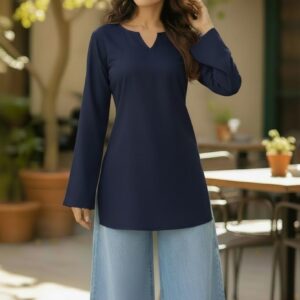 Bell Sleeves Short Navy blue Kurti
