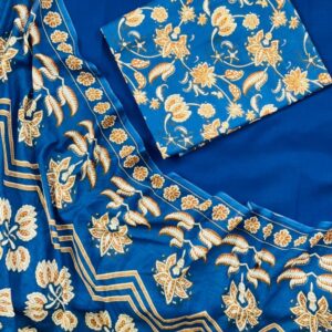 Blue floral print suit set