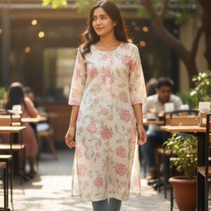 Pink floral kurti