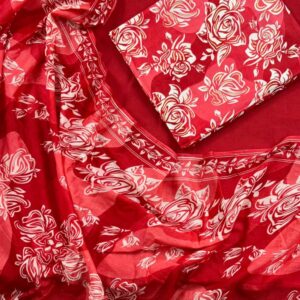 Red floral prints suit set