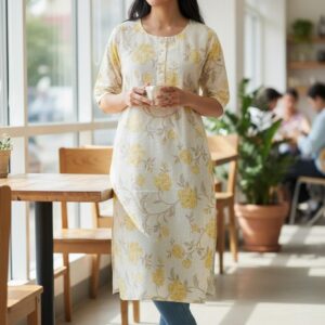 Yellow foral kurti
